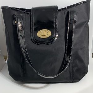 Tommy Hilfilger Nylon and patent tote